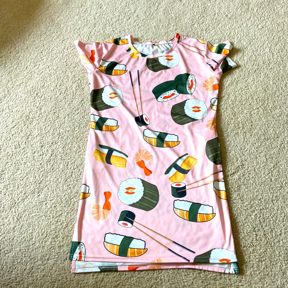 Pink sushi sleep shirt